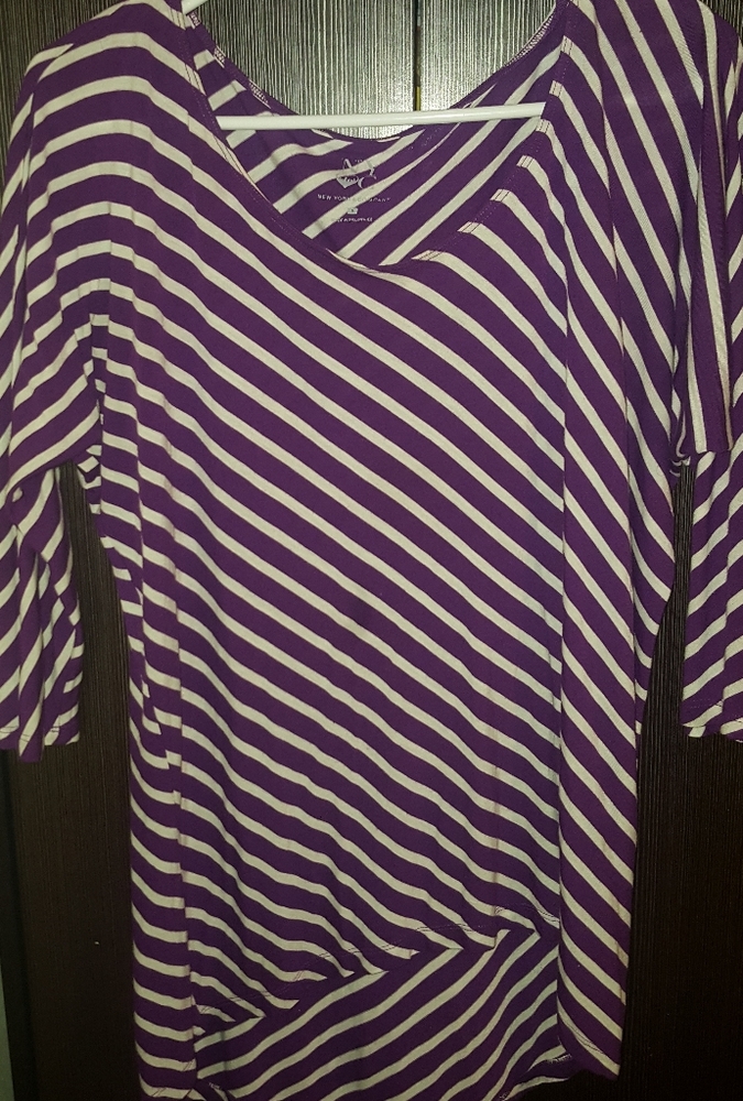 NYC Purple/White Stripped Hi-Low Blouse Size S